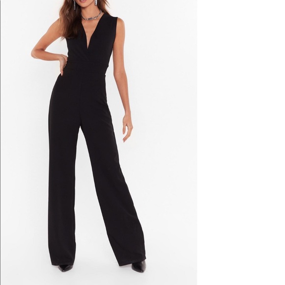 Nasty Gal Other - Nasty Gal Plunging Wide Leg Jumpsuit.
